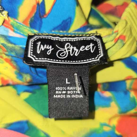 NWOT Vibrant Floral Wide Leg Jumpsuit Size L Boho V Neck Rayon Summer Beachy - Picture 8 of 8